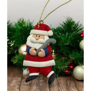 Vintage Santa Claus Golfing Christmas Tree Ornament Golf Pro Sports